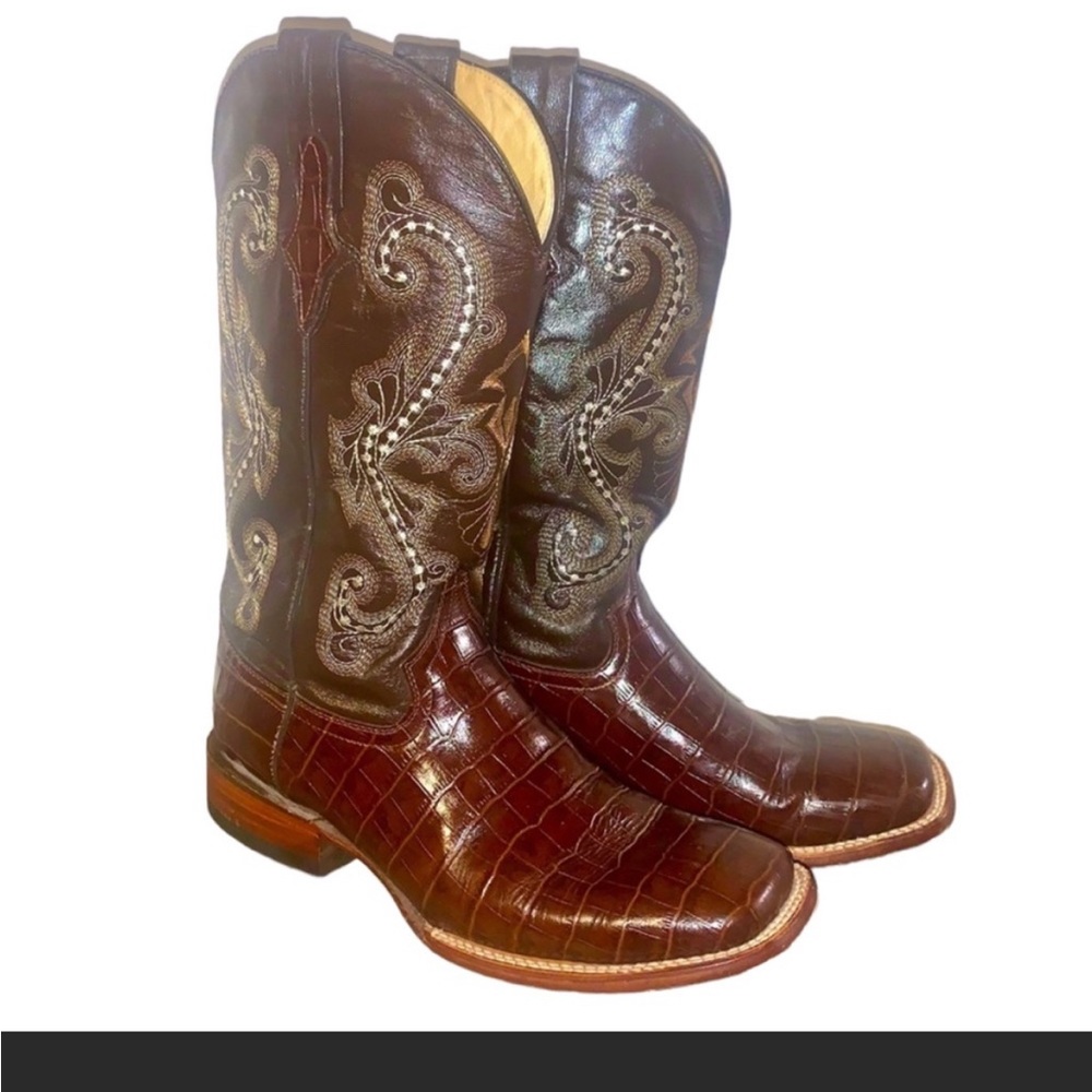 Ferrini Brown gator print Cowboy Western boots 9B